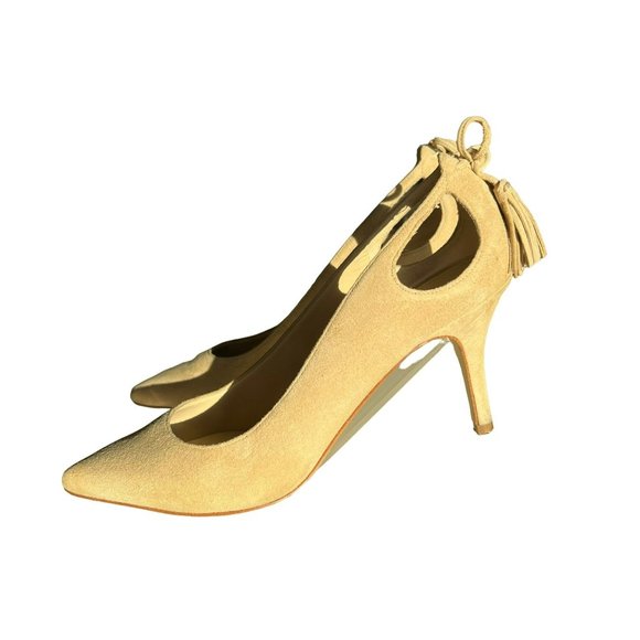 Marc Fisher Classic Suede Pointed Toe Fringe Tie Back Pumps Women's Size 8.5 - Picture 4 of 9